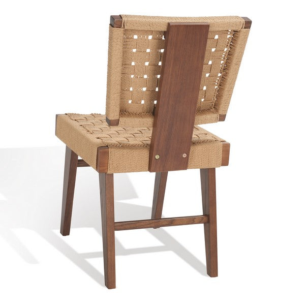 Susanne Walnut-Natural Woven Dining Chair (Set of 2) - The Mayfair Hall