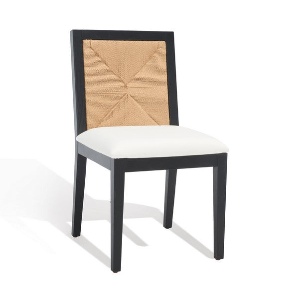 Emilio Black-Natural Woven Dining Chair (Set of 2) - The Mayfair Hall