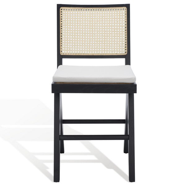 Colette Black-Natural Rattan Counter Stool - The Mayfair Hall