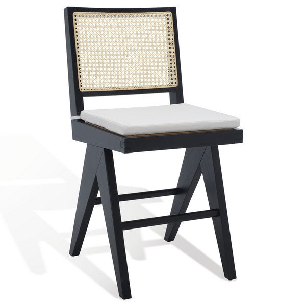 Colette Black-Natural Rattan Counter Stool - The Mayfair Hall