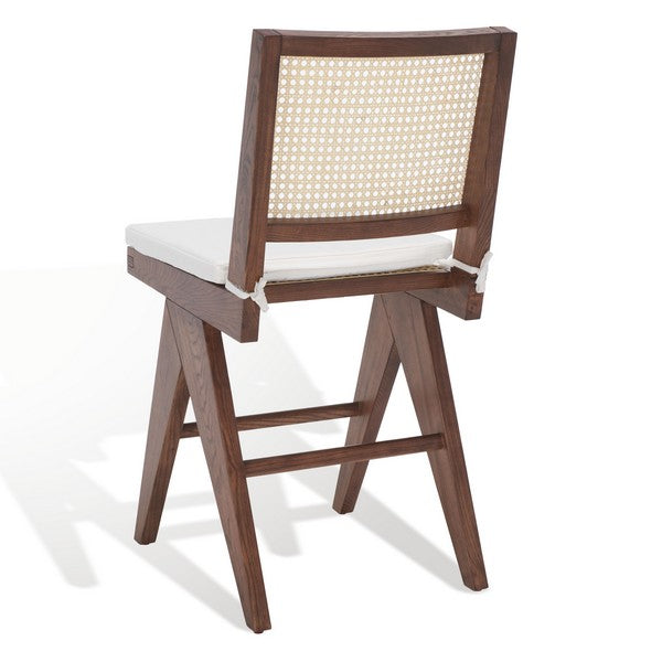 Colette Walnut-Natural Rattan Counter Stool - The Mayfair Hall
