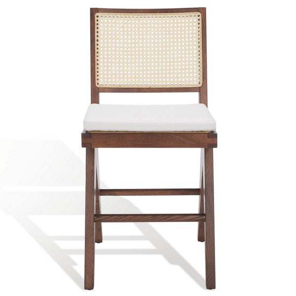 Colette Walnut-Natural Rattan Counter Stool - The Mayfair Hall