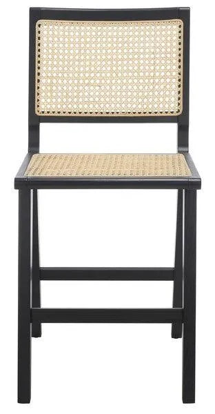 Safavieh Hattie Black-Natural French Cane Counter Stool