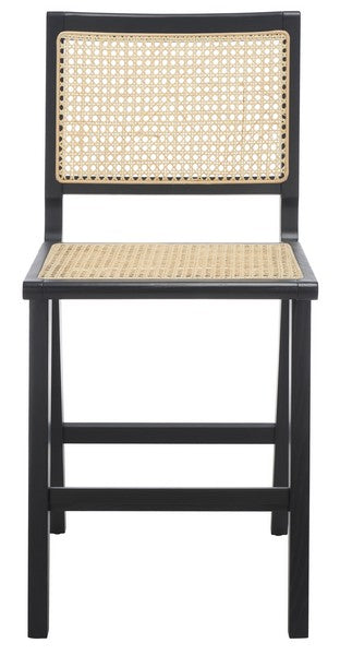 Hattie Black-Natural French Cane Counter Stool - The Mayfair Hall