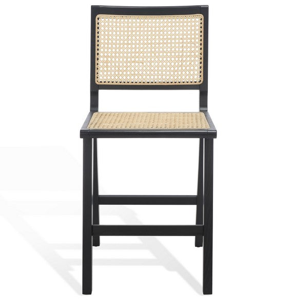 Hattie Black-Natural French Cane Counter Stool - The Mayfair Hall