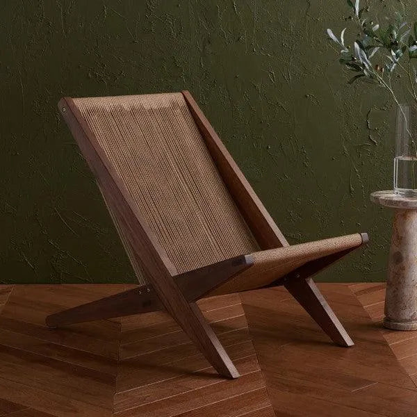 Trisha Ash Wood Frame Accent Chair with Folding Rope