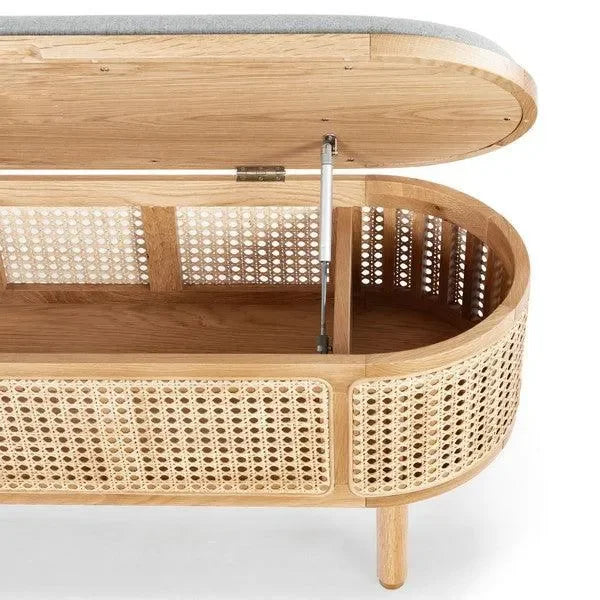 Safavieh Dolly Natural/Grey Cane And Wood Storage Bench