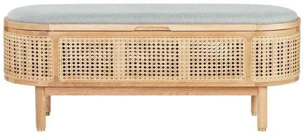 Safavieh Dolly Natural/Grey Cane And Wood Storage Bench