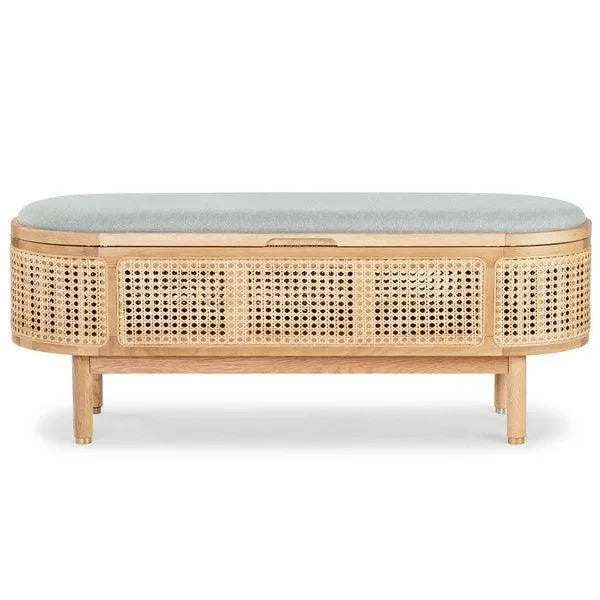 Safavieh Dolly Natural/Grey Cane And Wood Storage Bench