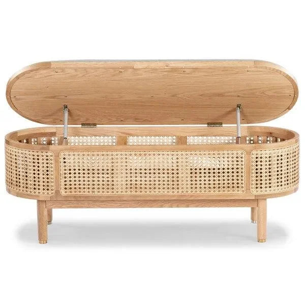 Safavieh Dolly Natural/Grey Cane And Wood Storage Bench