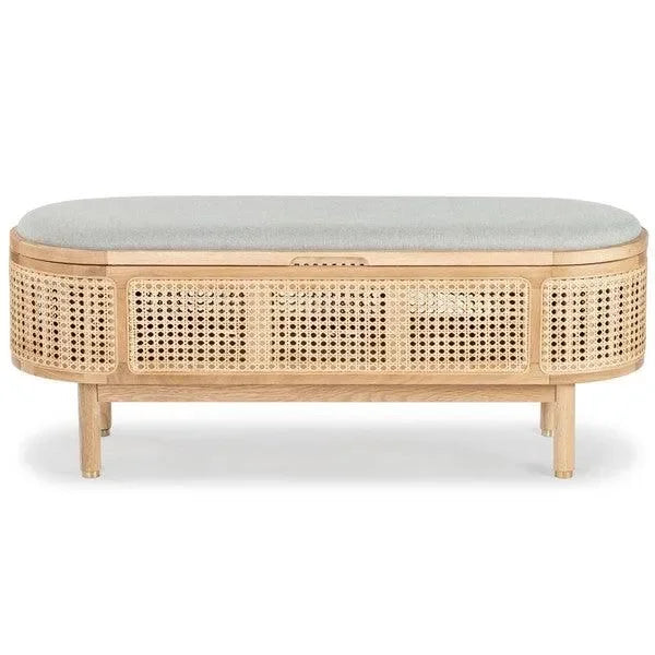 Safavieh Dolly Natural/Grey Cane And Wood Storage Bench