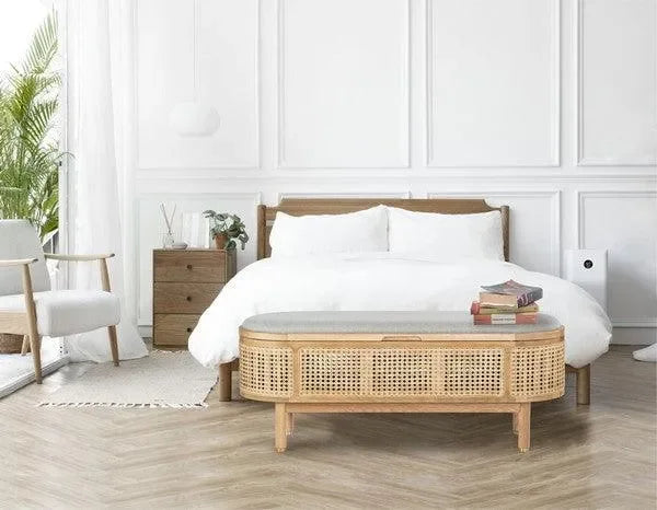Safavieh Dolly Natural/Grey Cane And Wood Storage Bench