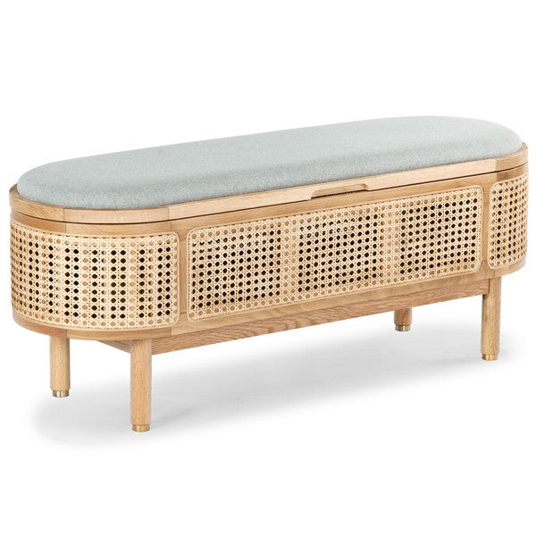 Dolly Natural/Grey Cane And Wood Storage Bench - The Mayfair Hall