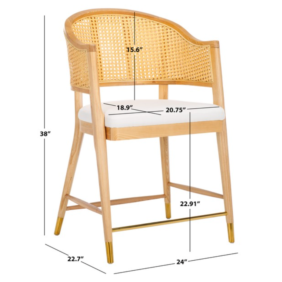 Rogue Rattan Counter Stool in Natural and White