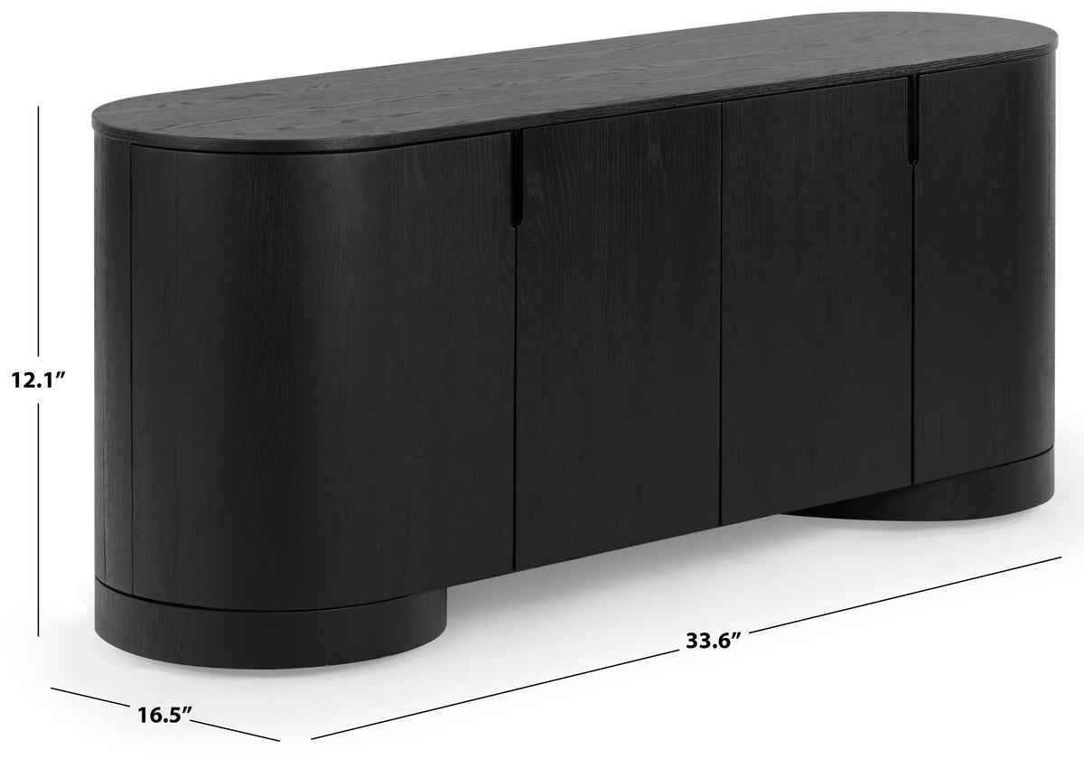 Jesbelina Oval 4 Door Wood Sideboard in Black
