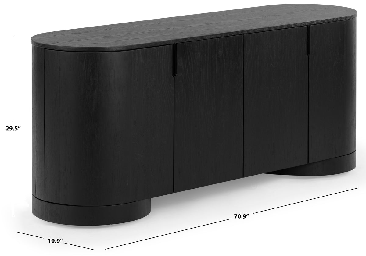 Jesbelina Oval 4 Door Wood Sideboard in Black