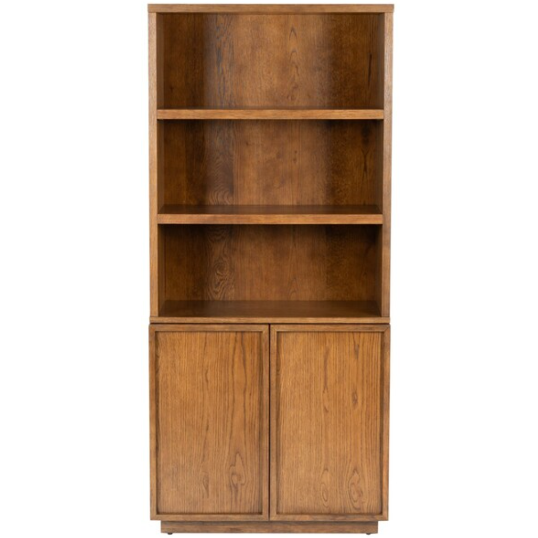 Zeus 4 Shelf Wood Bookcase in Medium Oak