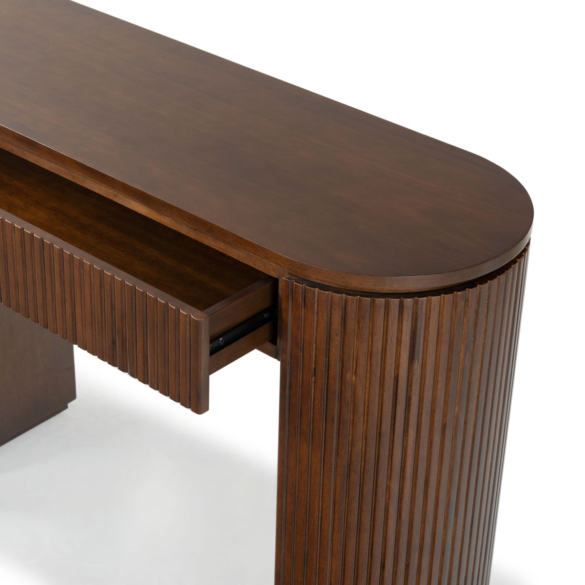 Rikki Fluted 1 Drawer Wood Console in Walnut