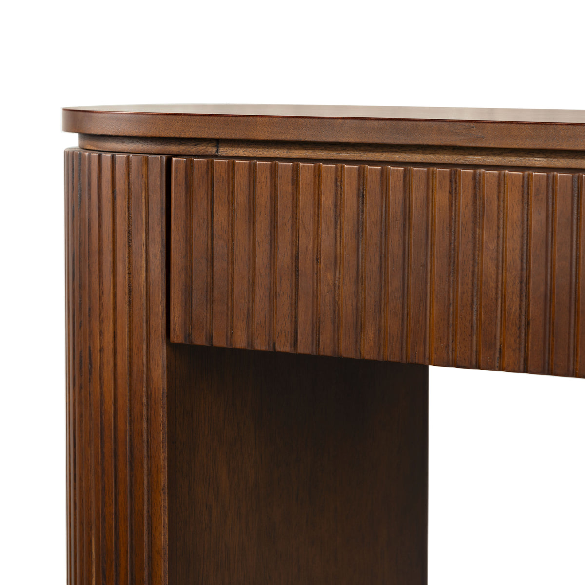 Rikki Fluted 1 Drawer Wood Console in Walnut