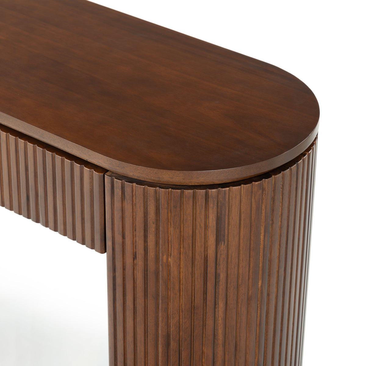 Rikki Fluted 1 Drawer Wood Console in Walnut