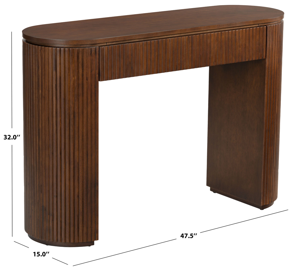 Rikki Fluted 1 Drawer Wood Console in Walnut