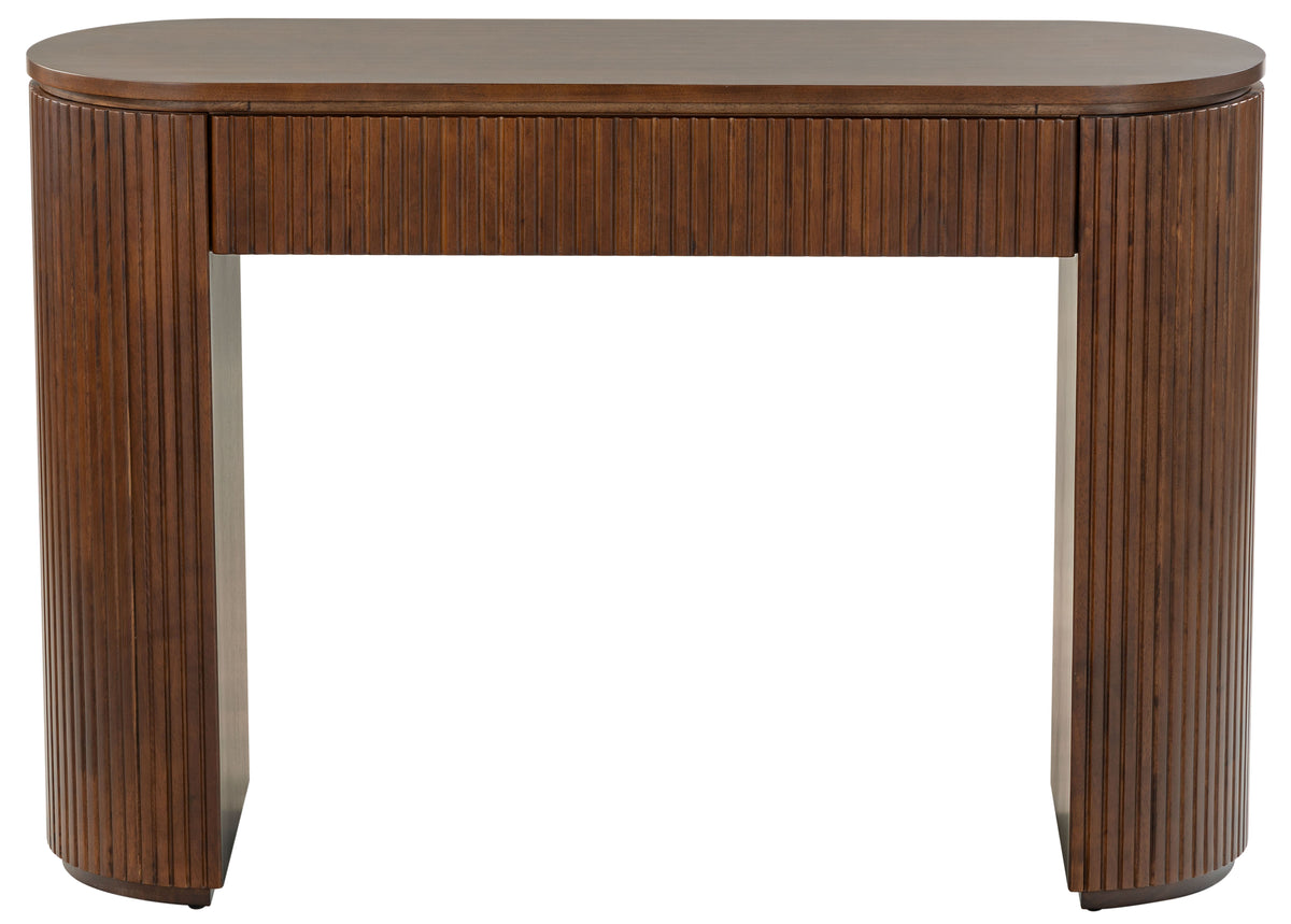 Rikki Fluted 1 Drawer Wood Console in Walnut