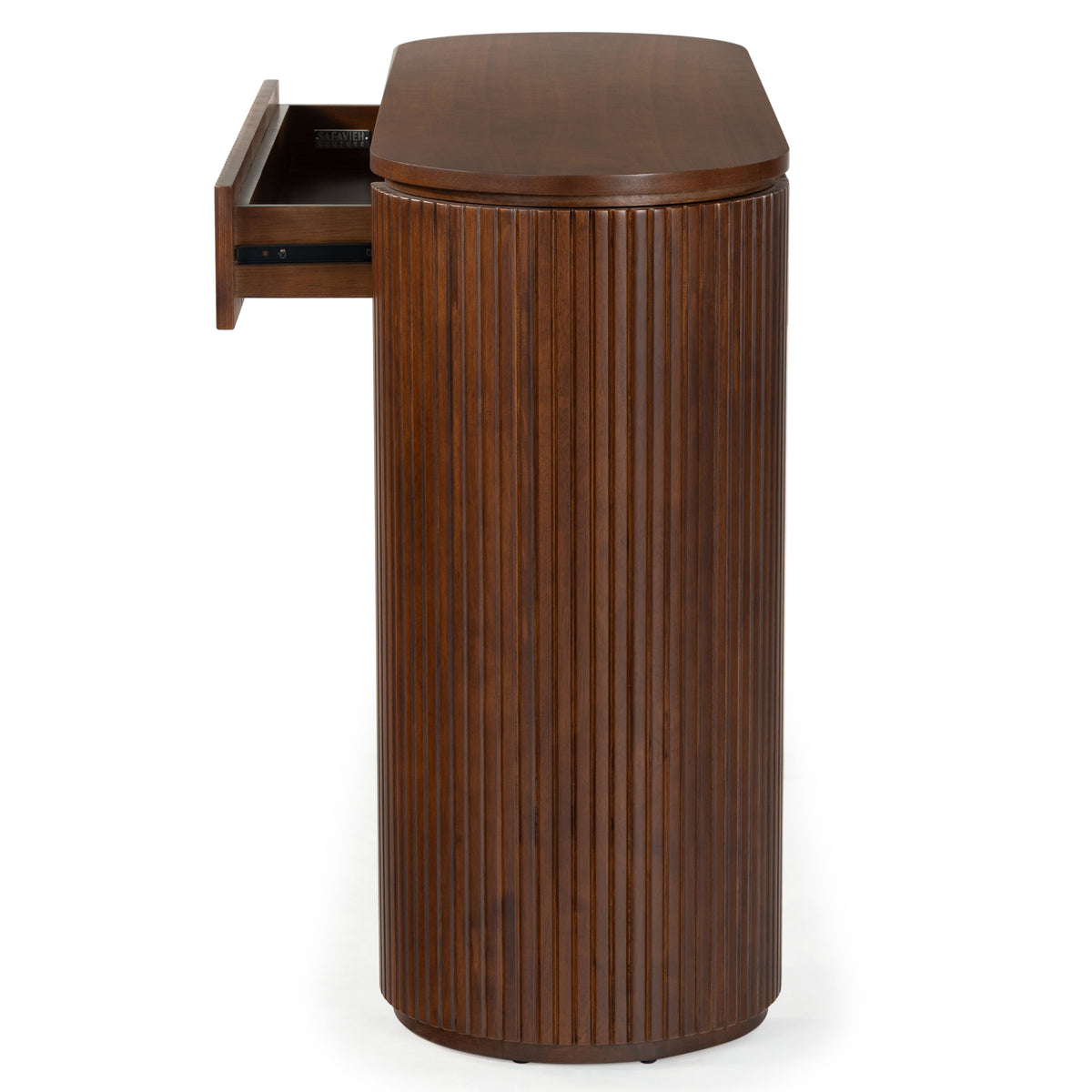 Rikki Fluted 1 Drawer Wood Console in Walnut