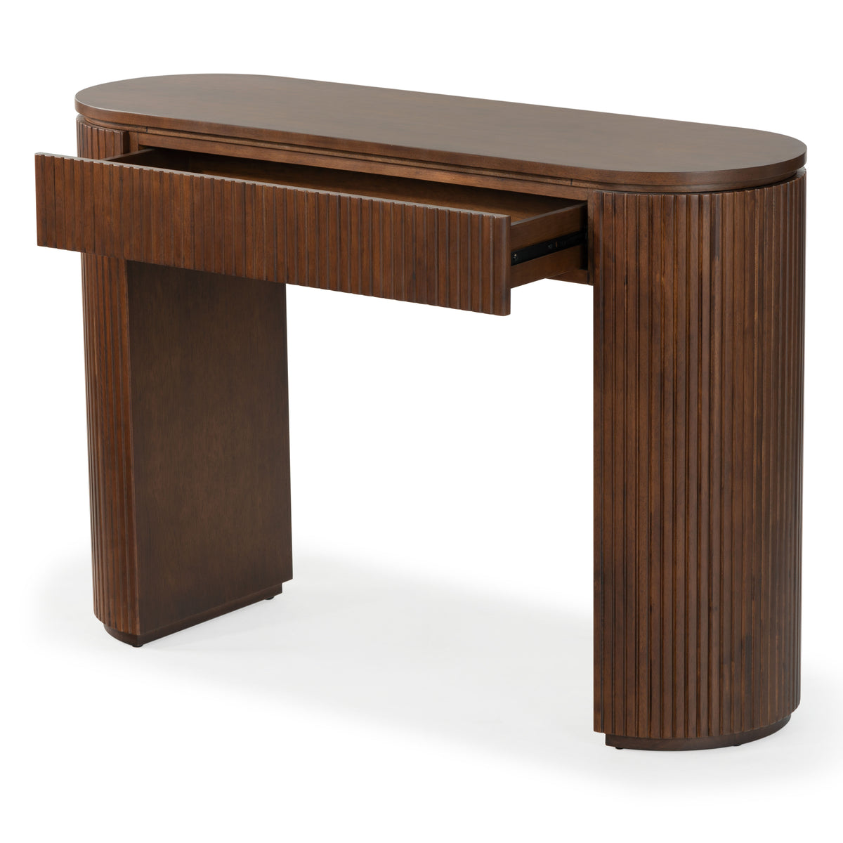 Rikki Fluted 1 Drawer Wood Console in Walnut