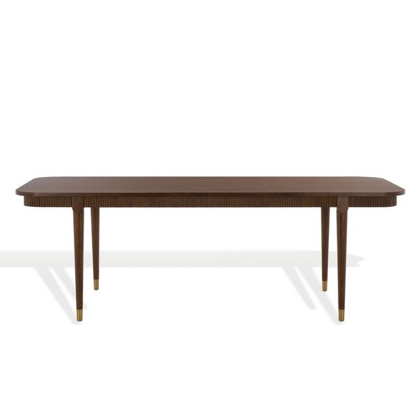 Kaylenne 90" Dining Table in Walnut with Brass Accents