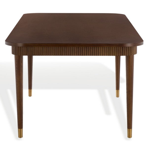 Kaylenne 90" Dining Table in Walnut with Brass Accents