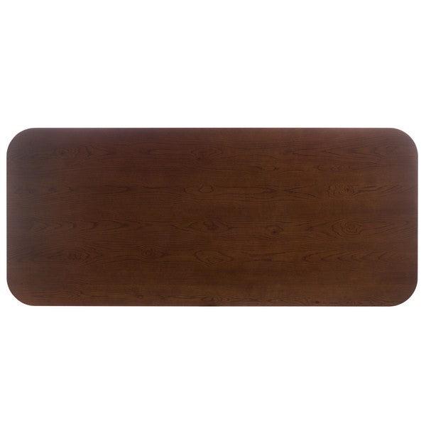 Kaylenne 90" Dining Table in Walnut with Brass Accents