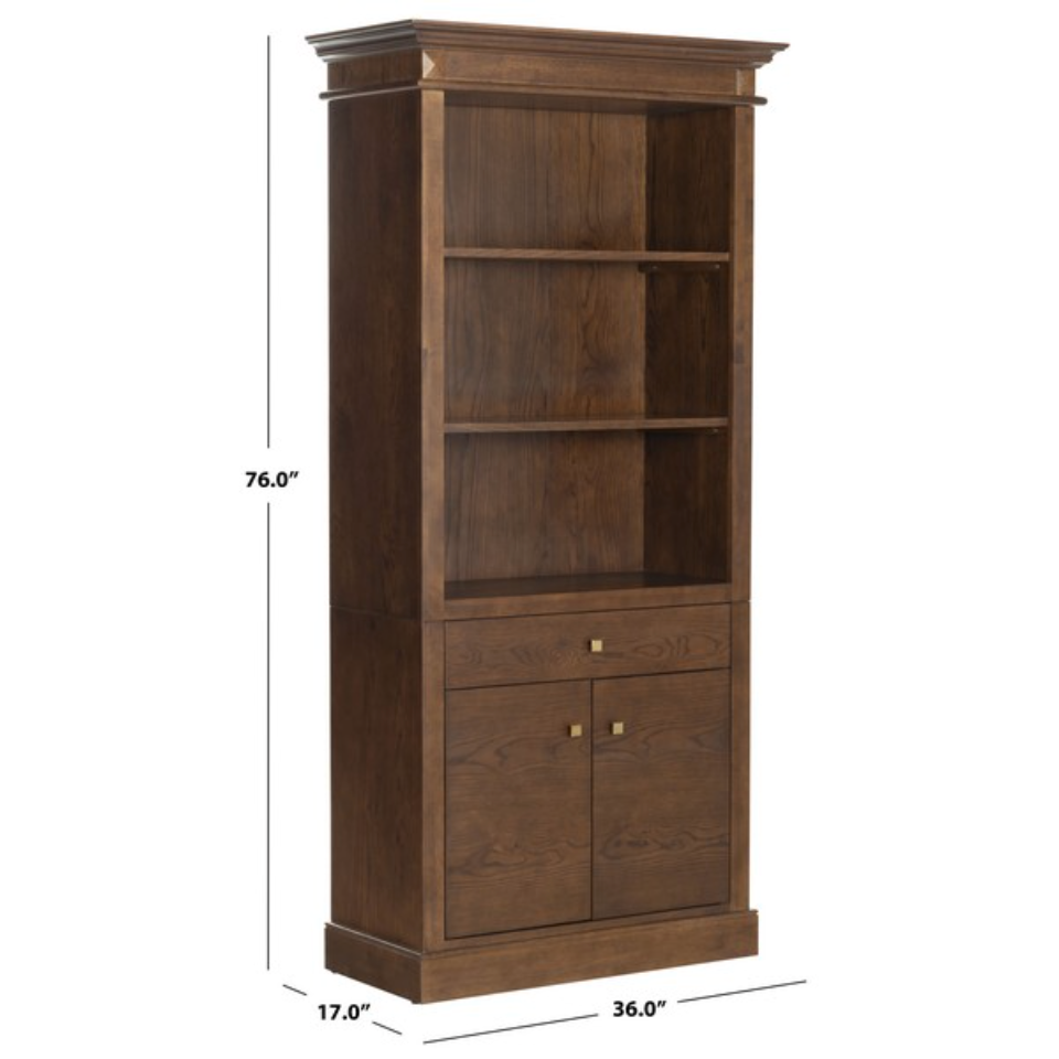 Francesco 4 Shelf Wood Bookcase in Walnut