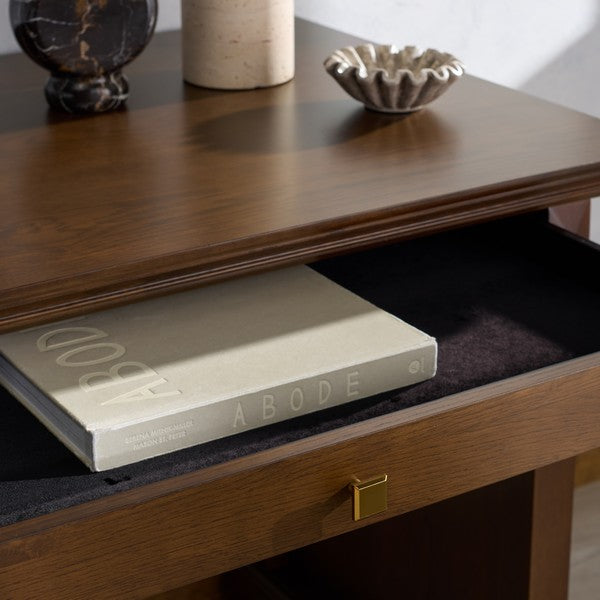 Francesco 4 Drawer Wood Desk in Walnut