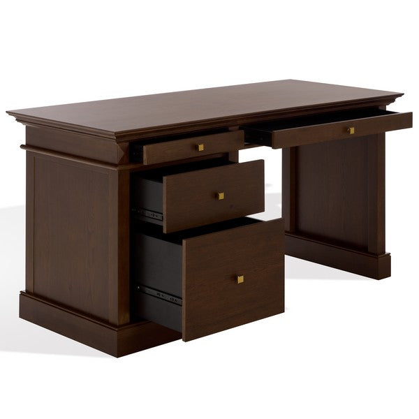 Francesco 4 Drawer Wood Desk in Walnut