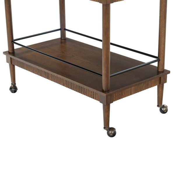 Donnabrielle Wood Bar Cart in Walnut