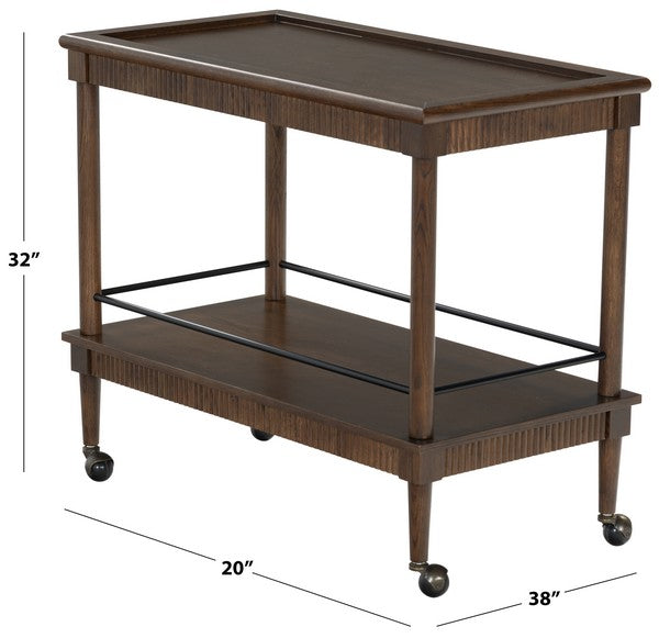 Donnabrielle Wood Bar Cart in Walnut