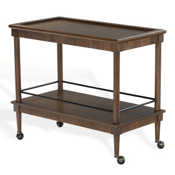 Donnabrielle Wood Bar Cart in Walnut