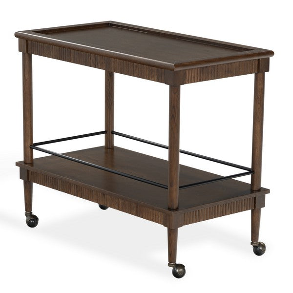 Donnabrielle Wood Bar Cart in Walnut