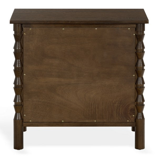 Alyssabelle Wood Nightstand with Carved Leg and 2 Drawer in Walnut