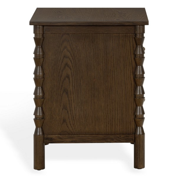 Alyssabelle Wood Nightstand with Carved Leg and 2 Drawer in Walnut