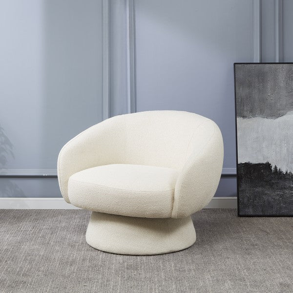 Petryna Cream Boucle Swivel Accent Chair - The Mayfair Hall