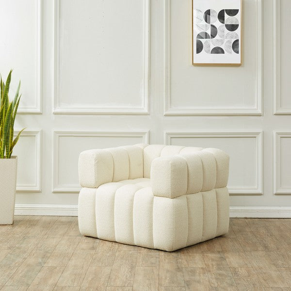 Calyna Cream Tufted Boucle Accent Chair - The Mayfair Hall