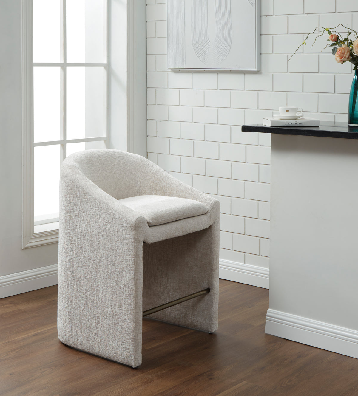 Kagan Chenille Counter Stool in Cream