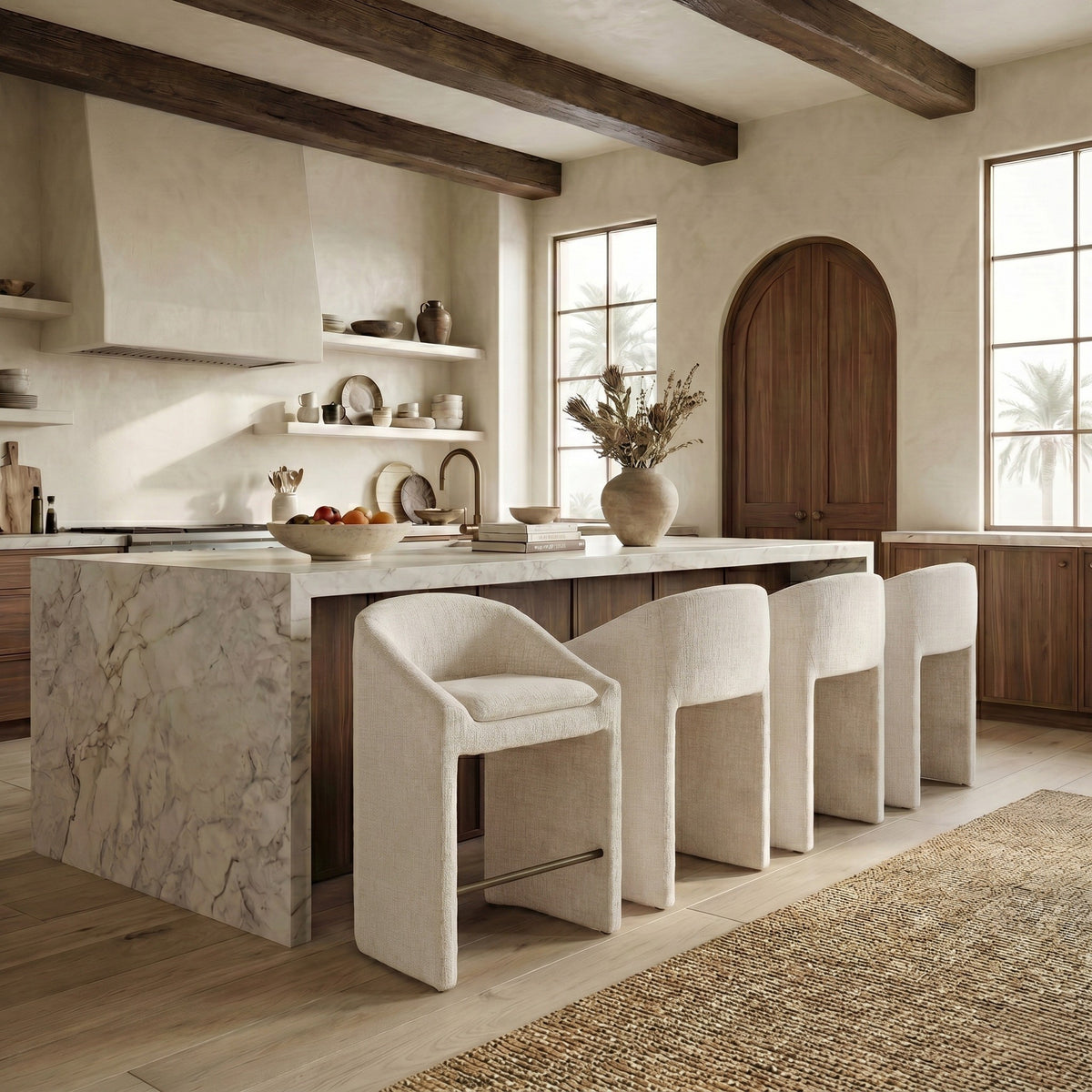 Kagan Chenille Counter Stool in Cream