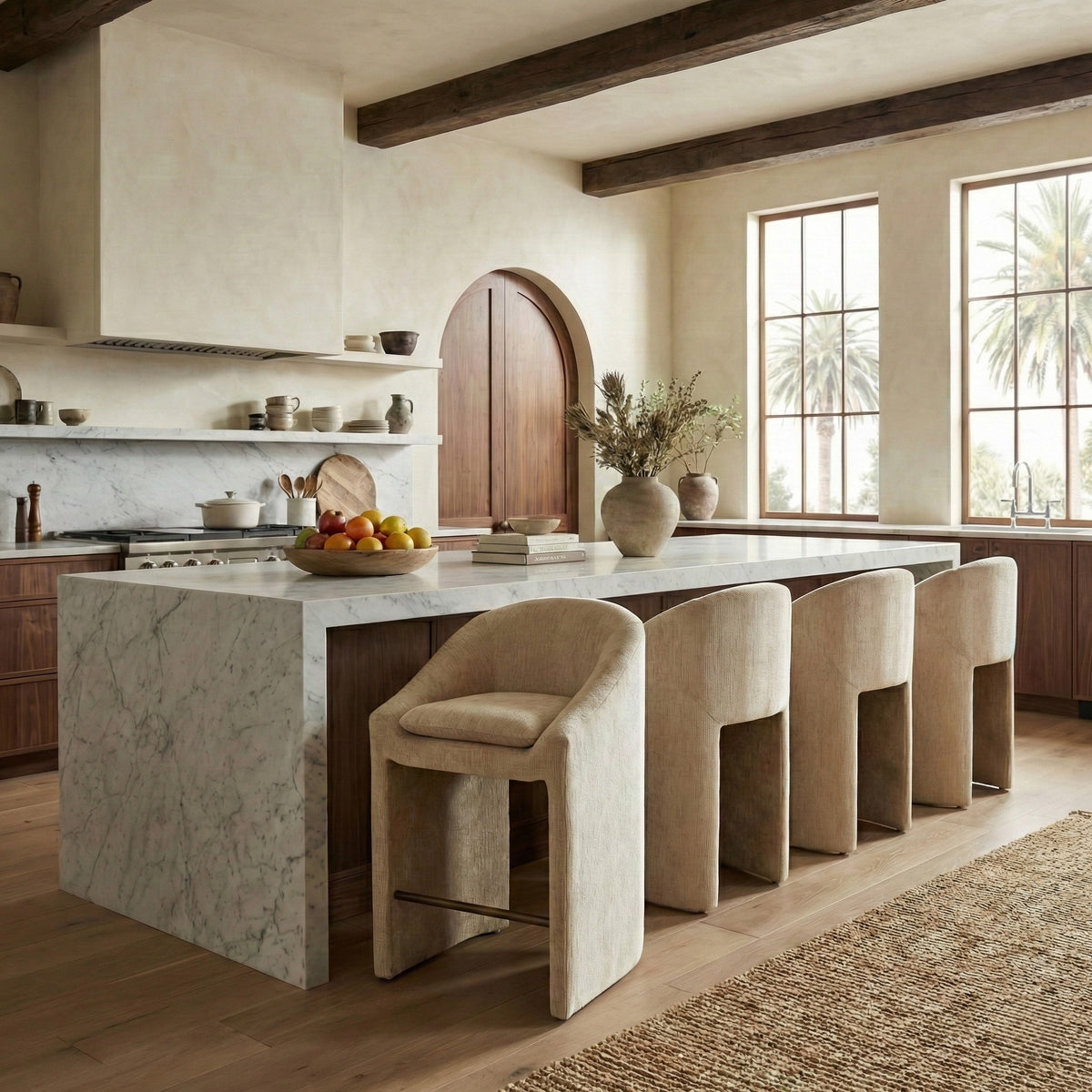 Kagan Chenille Counter Stool in Taupe