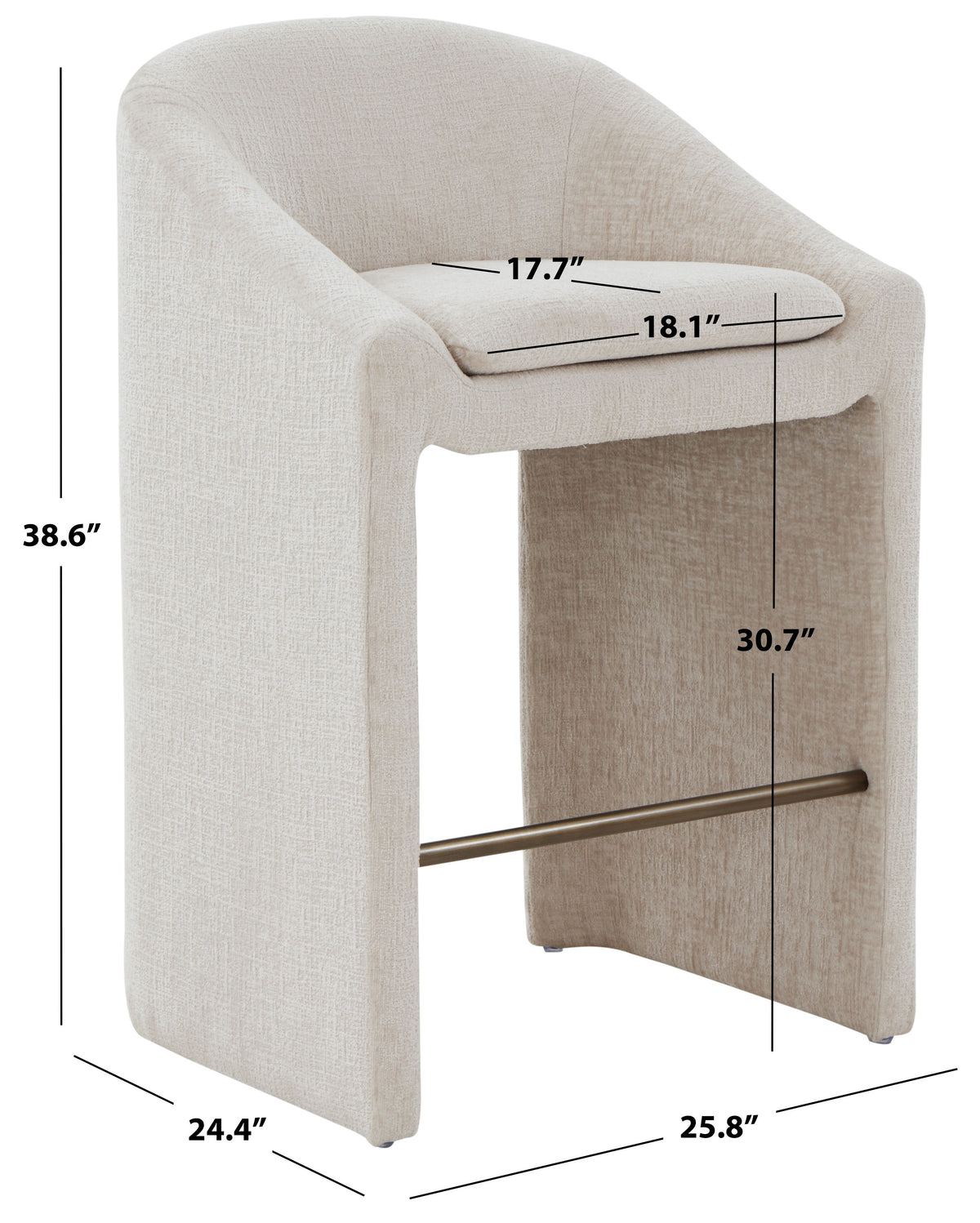 Kagan Chenille Barstool in Cream