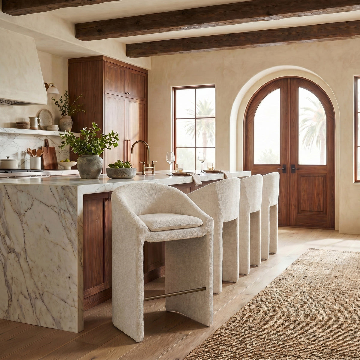 Kagan Chenille Barstool in Cream