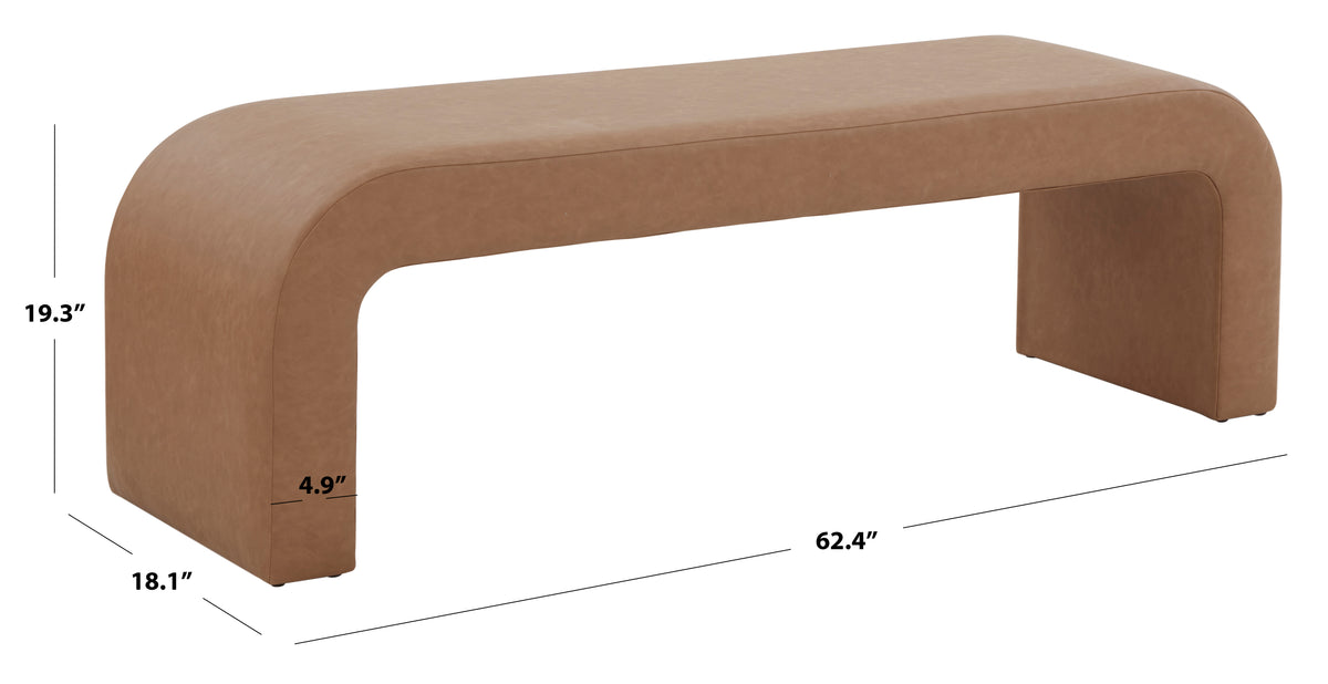 Caralynn Upholstered Bench in Camel