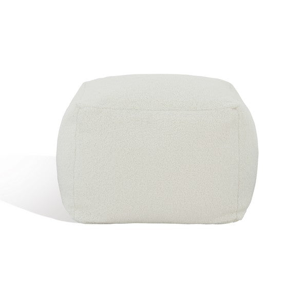 Samuels White Boucle Pouf - The Mayfair Hall