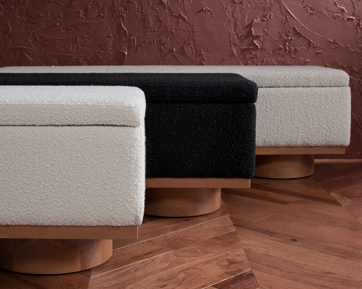Vianna Boucle Bench in Black and Natural